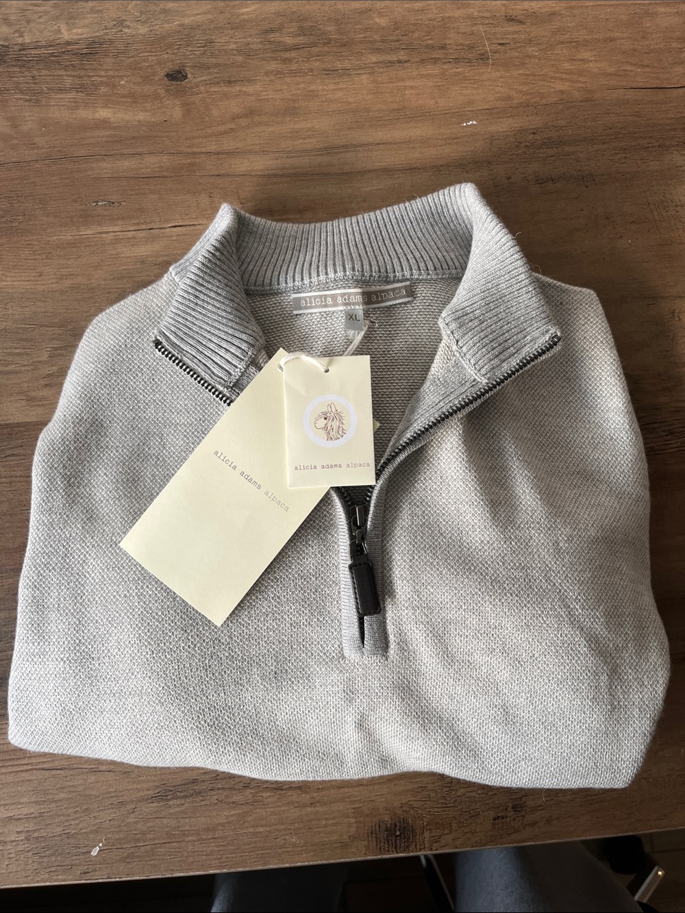 Alicia Adams Alpaca Cream Half-Zip Club Sweater